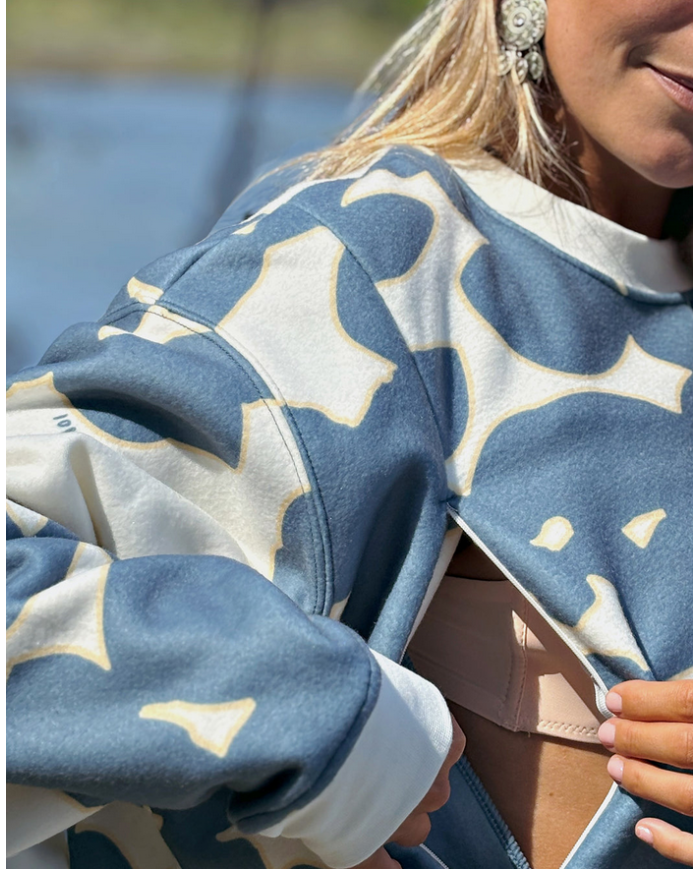 EMOI EMOI - Sweat d'allaitement en polaire recyclée - Fleurs du lac