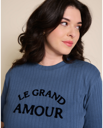 EMOI EMOI - T-shirt femme - Le grand amour - Bleu EMOI EMOI - T-shirt femme - Le grand amour - Bleu