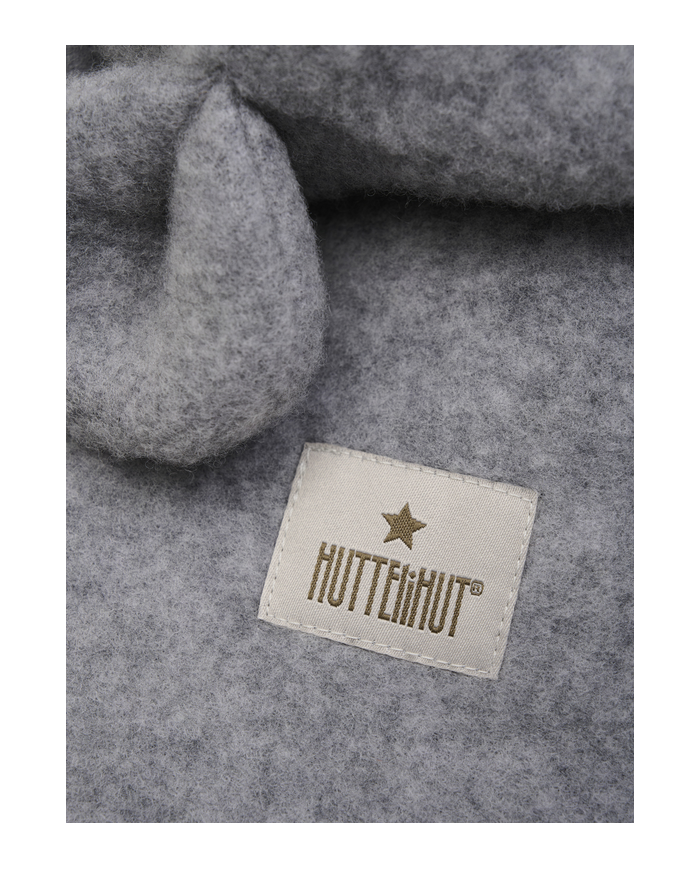 HUTTEliHUT - Cagoule oreilles laine mérinos - Gris chiné