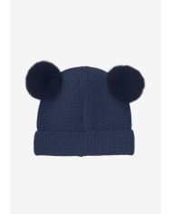 HUTTEliHUT - Bonnet en laine tricotée à pompons - Gris bleu