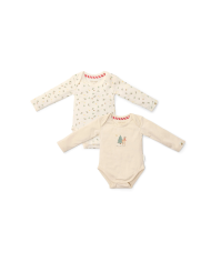 LITTLE DUTCH - Lot de 2 bodies de Noël à manches longues – Beige