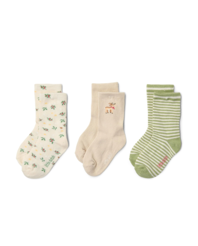 LITTLE DUTCH - Lot de 3 paires de chaussettes de Noël – Beige