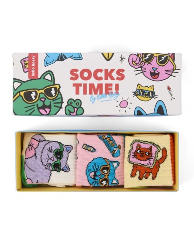 HELLO HOSSY - Lot de 3 paires de chaussettes – Pack Chats