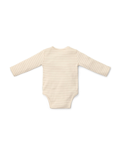 LITTLE DUTCH – Body bébé manches longues en coton bio – Sable rayé côtelé