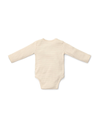 LITTLE DUTCH – Body bébé manches longues en coton bio – Sable rayé côtelé