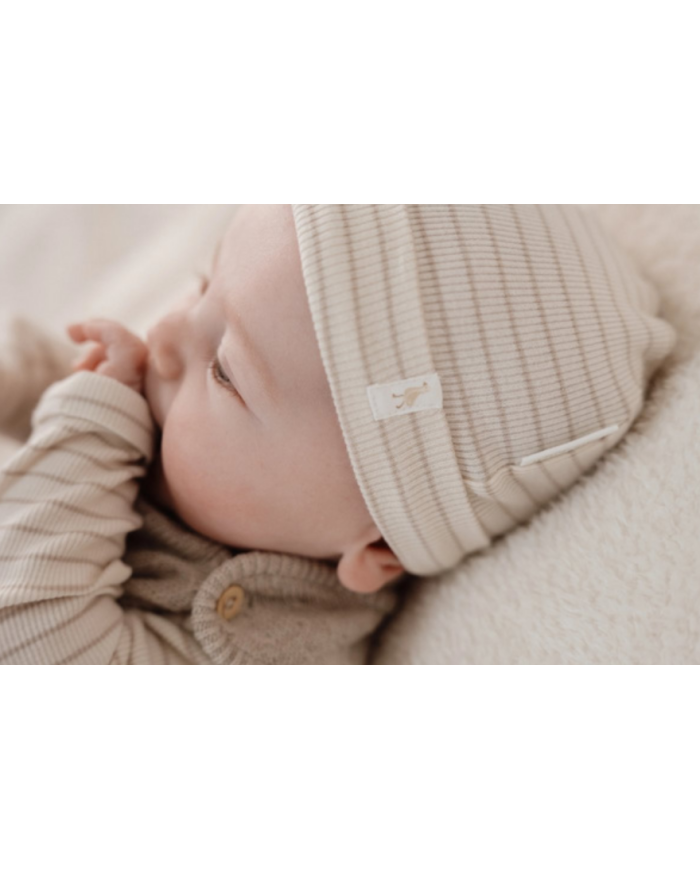 LITTLE DUTCH - Bonnet de naissance à rayures - Beige
