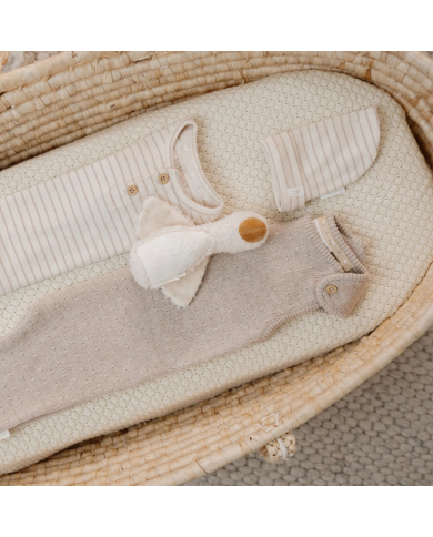 LITTLE DUTCH - Bonnet de naissance à rayures - Beige