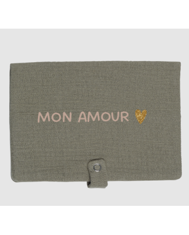 ATELIER WAGRAM - Pochette à couches en gaze de coton - Vert olive