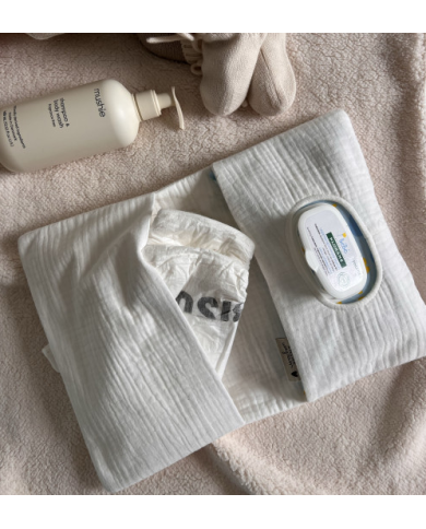 ATELIER WAGRAM - Pochette à couches en gaze de coton - Bleu