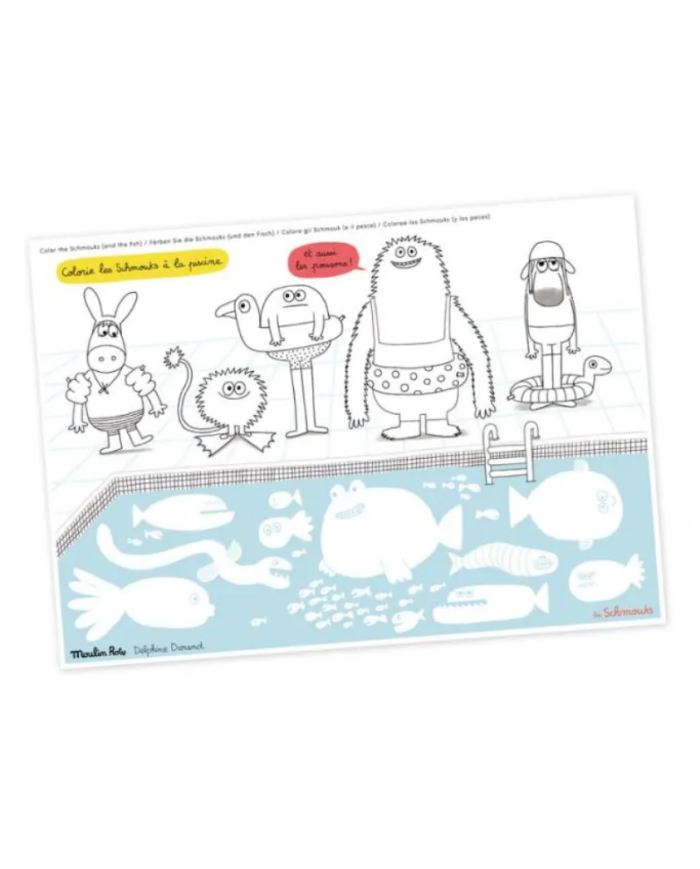 MOULIN ROTY - Ensemble de 40 sets de table à colorier - Les Schmouks