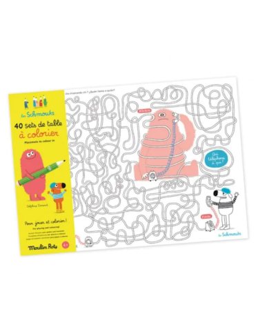 MOULIN ROTY - Ensemble de 40 sets de table à colorier - Les Schmouks