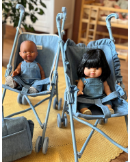 MINIKANE - Poussette poupée à volants en jean - BLEU CLAIR MINIKANE - Poussette poupée à volants en jean - BLEU CLAIR