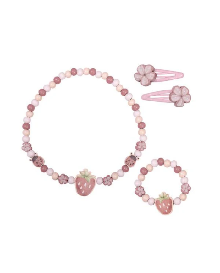LITTLE DUTCH - Ensemble de bijoux en bois - Fleur ou Fraise