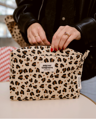 MON PETIT LEON - Trousse de toilette en toile de coton épaisse - Léopard