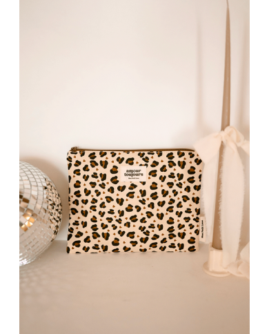 MON PETIT LEON - Pochette en toile de coton - Léopard Cœur