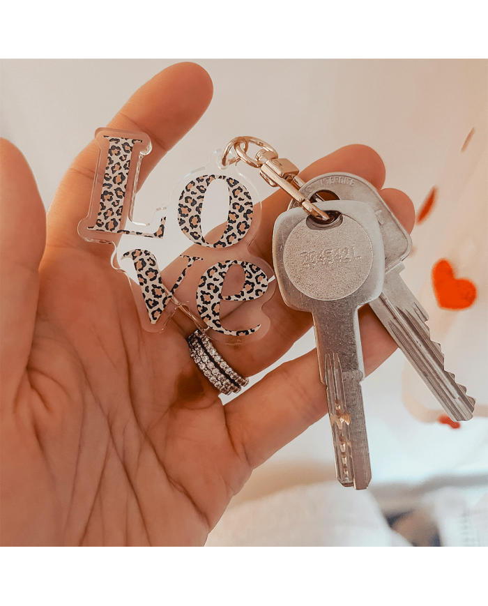 MON PETIT LEON - Porte-clés Léopard - "Love" ou "Mama"