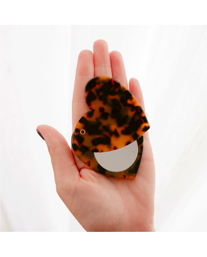 MON PETIT LEON - Miroir de poche en forme de coeur
