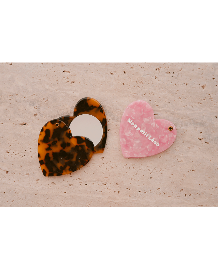 MON PETIT LEON - Miroir de poche en forme de coeur
