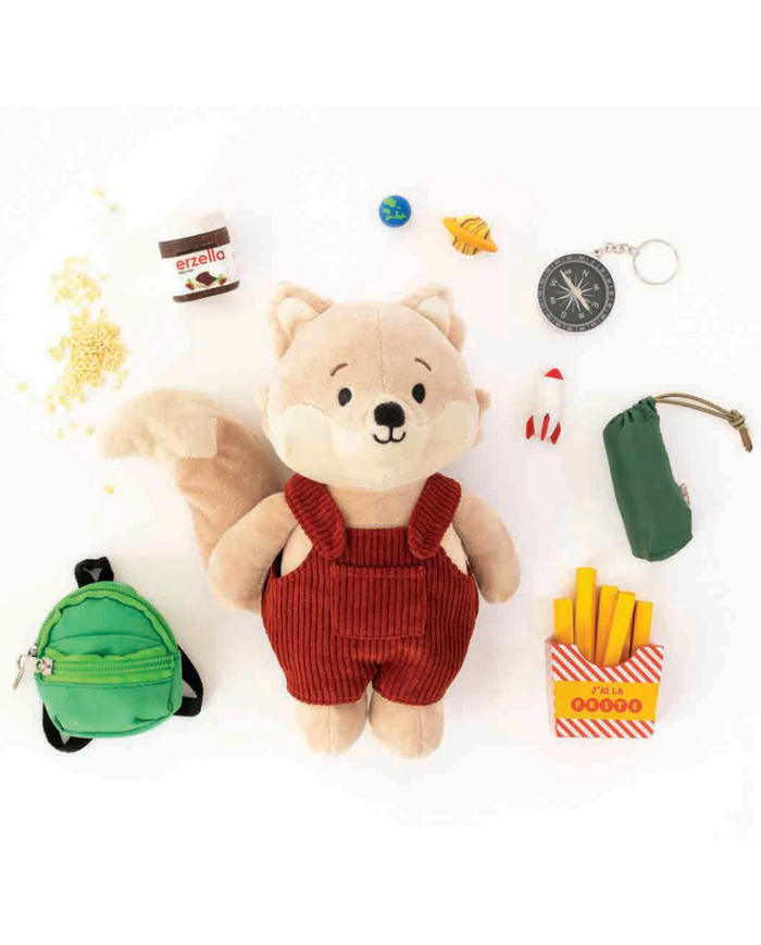 LES PETITES CHOSES - Salopette en velours côtelé rouge pour peluche - Le Club Canaille