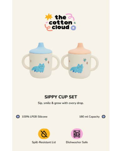 THE COTTON CLOUD - Lot de 2 tasses à bec en silicone