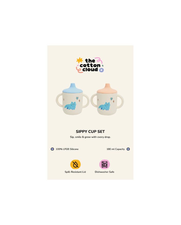 THE COTTON CLOUD - Lot de 2 tasses à bec en silicone