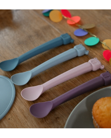 THE COTTON CLOUD - Lot de 2 cuillères en silicone Lili l'ours