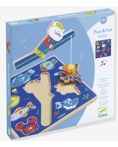 DJECO – Puzzle 2 en 1: encastrement et pêche
