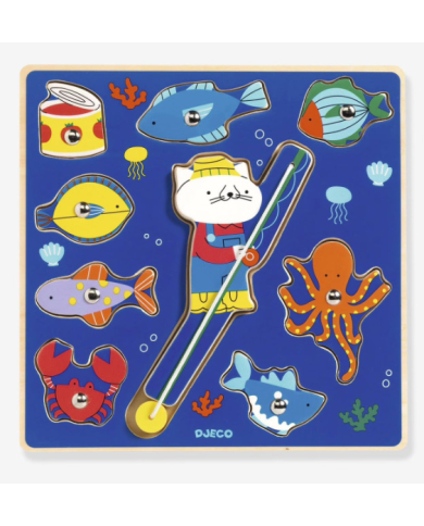 DJECO – Puzzle 2 en 1: encastrement et pêche