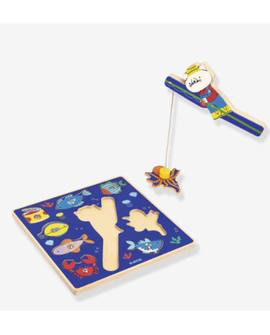 DJECO – Puzzle 2 en 1: encastrement et pêche