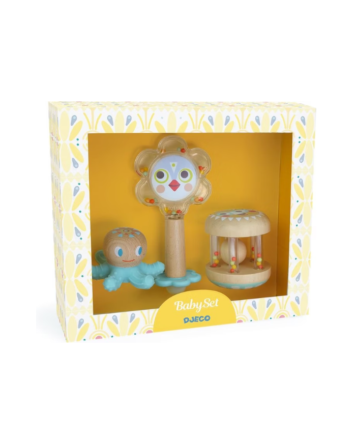 DJECO - Coffret de naissance - Jouets d'éveil en bois - BabyKit