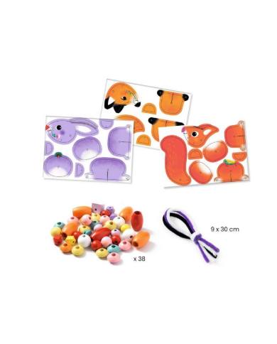 DJECO - Enfilage fil chenille - Animaux mignons