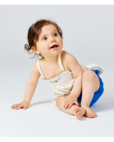 ARSENE ET LES PIPELETTES - Top bébé bretelles broderie GOTS – Écru