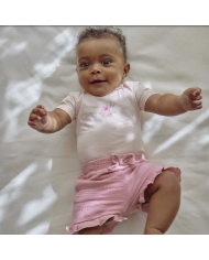 LITTLE DUTCH – Ensemble bébé – T-shirt fleurs blanc & short rose