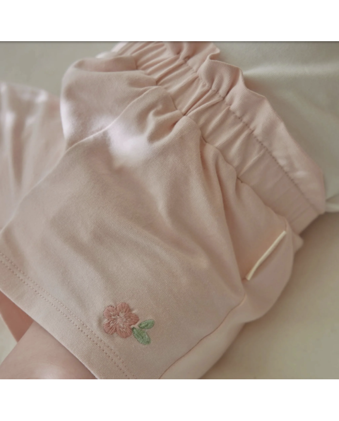 LITTLE DUTCH – Ensemble bébé – T-shirt fleurs blanc & short rose