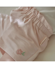LITTLE DUTCH – Ensemble bébé – T-shirt fleurs blanc & short rose
