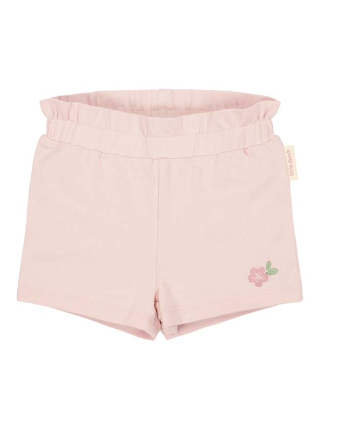 LITTLE DUTCH – Ensemble bébé – T-shirt fleurs blanc & short rose