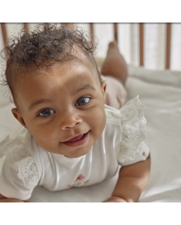 LITTLE DUTCH – Ensemble bébé – T-shirt fleurs blanc & short rose