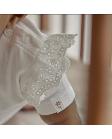LITTLE DUTCH – Ensemble bébé – T-shirt fleurs blanc & short rose