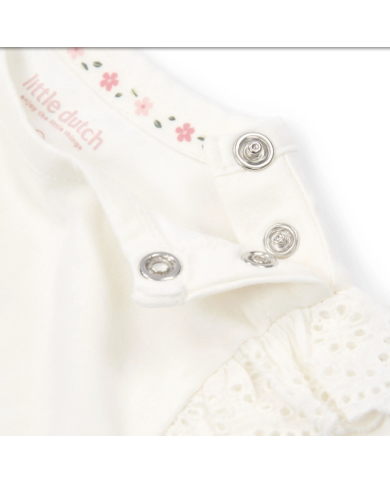 LITTLE DUTCH – Ensemble bébé – T-shirt fleurs blanc & short rose