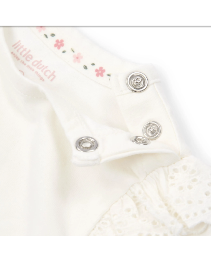 LITTLE DUTCH – Ensemble bébé – T-shirt fleurs blanc & short rose