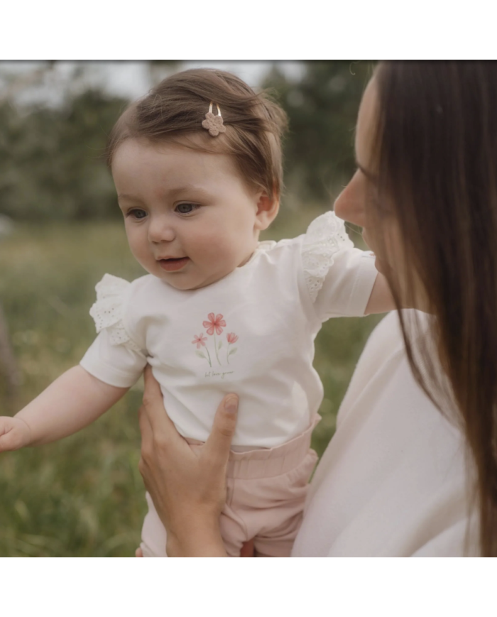 LITTLE DUTCH – Ensemble bébé – T-shirt fleurs blanc & short rose