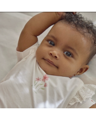 LITTLE DUTCH – Ensemble bébé – T-shirt fleurs blanc & short rose
