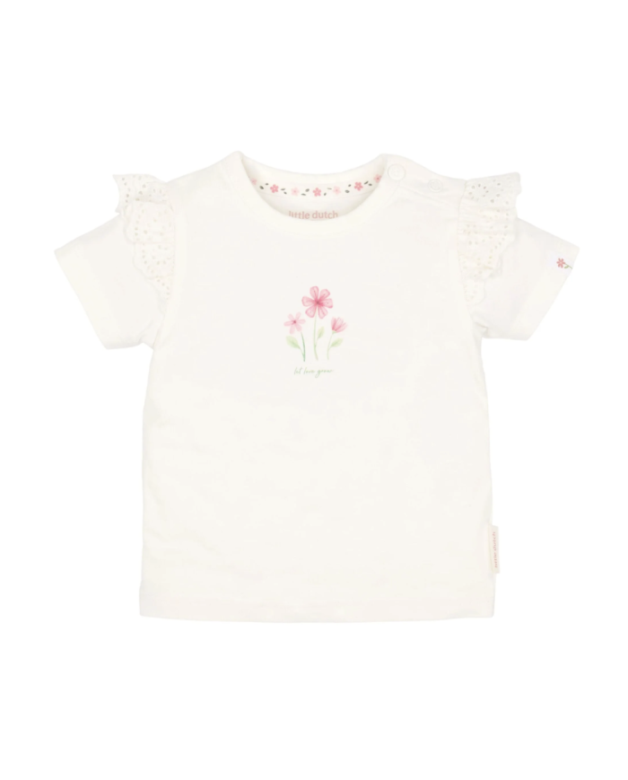 LITTLE DUTCH – Ensemble bébé – T-shirt fleurs blanc & short rose