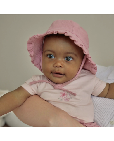 LITTLE DUTCH – Chapeau bébé avec attaches – Pink Blush