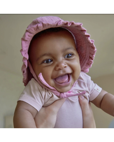 LITTLE DUTCH – Chapeau bébé avec attaches – Pink Blush