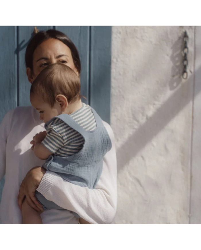 LITTLE DUTCH – Body rayé à manches courtes – Bleu