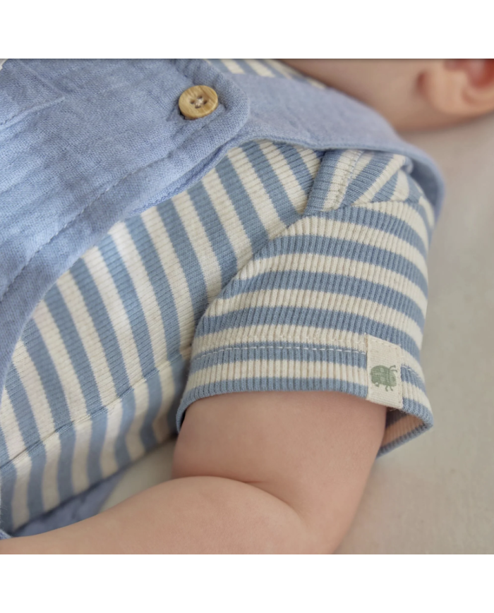 LITTLE DUTCH – Body rayé à manches courtes – Bleu