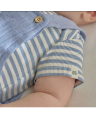 LITTLE DUTCH – Body rayé à manches courtes – Bleu