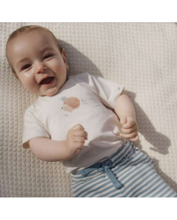 LITTLE DUTCH – Ensemble bébé – T-shirt Hérisson & short rayé bleu