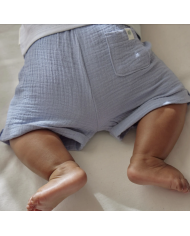 LITTLE DUTCH – Ensemble bébé – T-shirt Renard & short en mousseline bleu